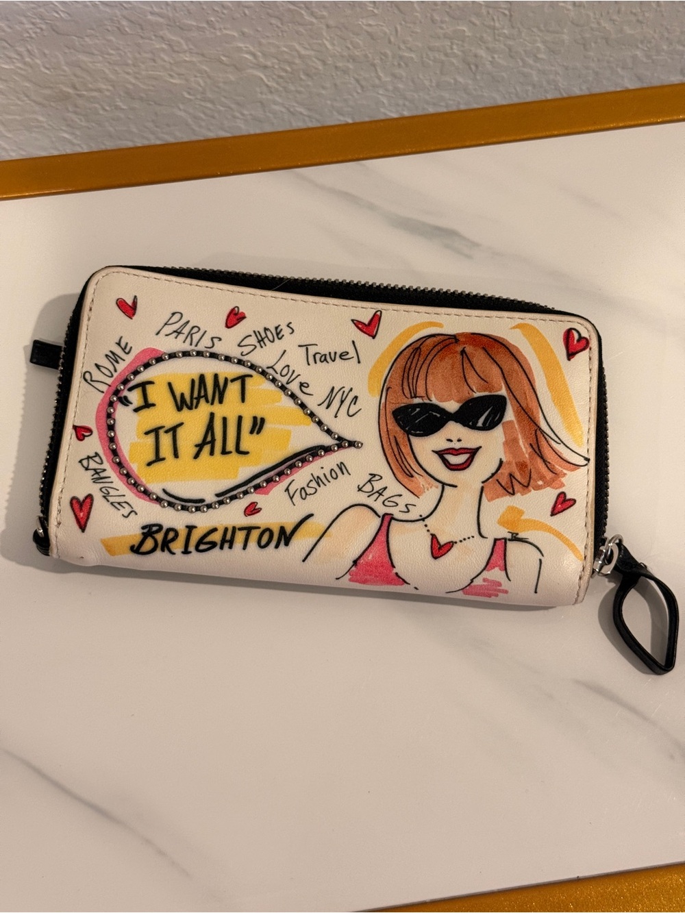 Brighton White Wallet with Pink &‎ Yellow Graphic